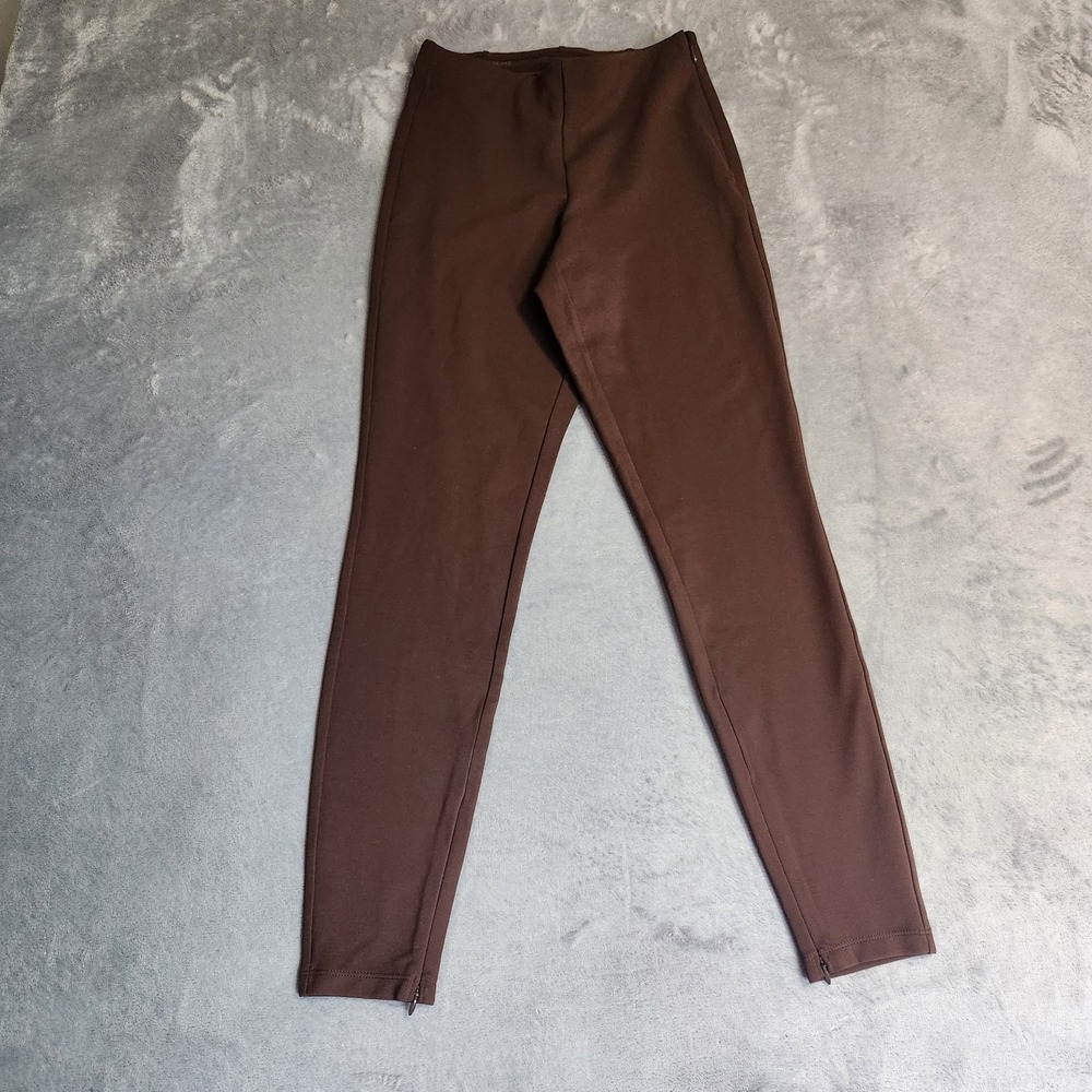 New SKIMS Essential High-Waisted Leggings Cocoa Brown S Small Zip Ankle Pants